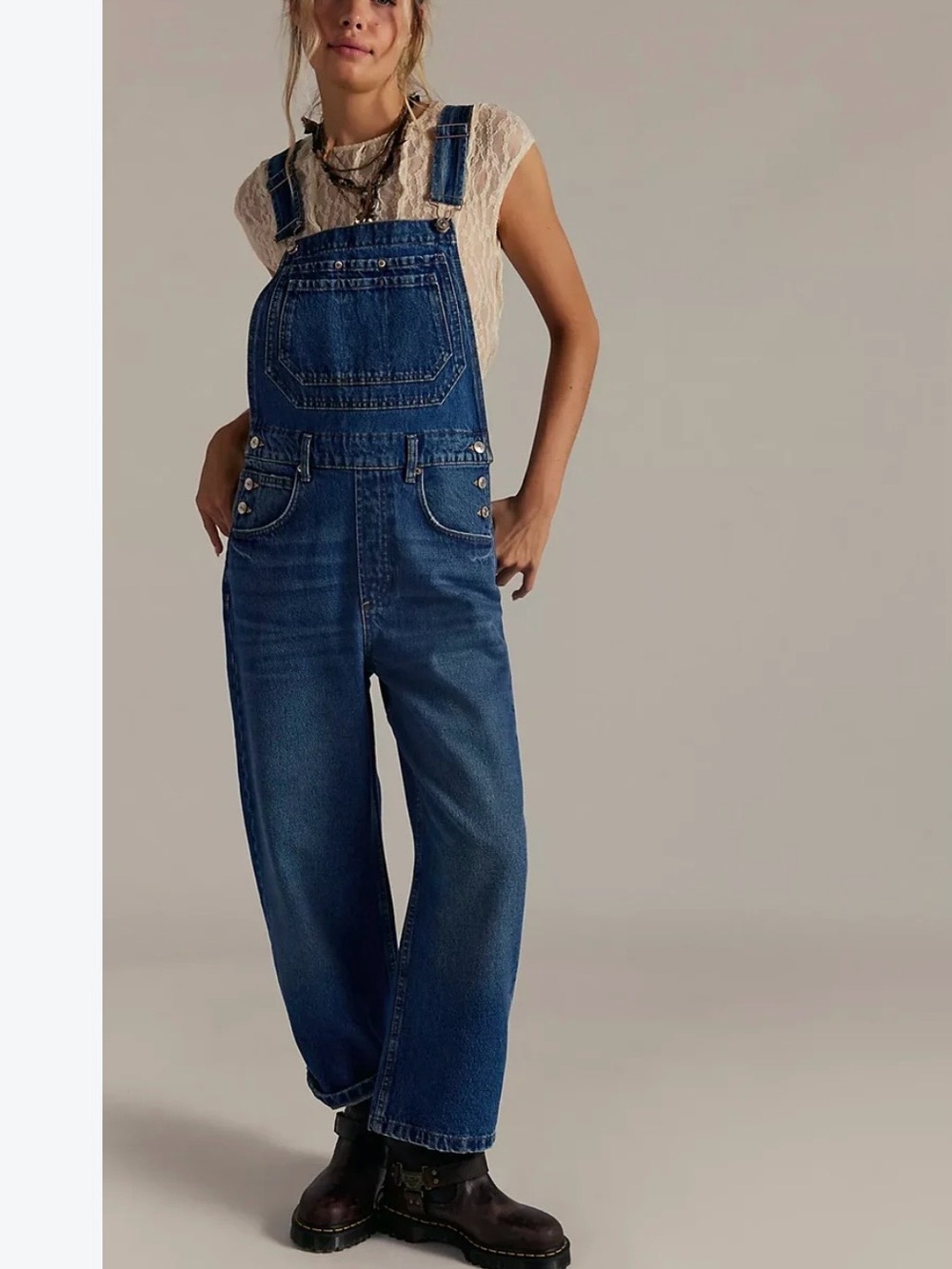 We The Free Dark Blue Denim Overalls